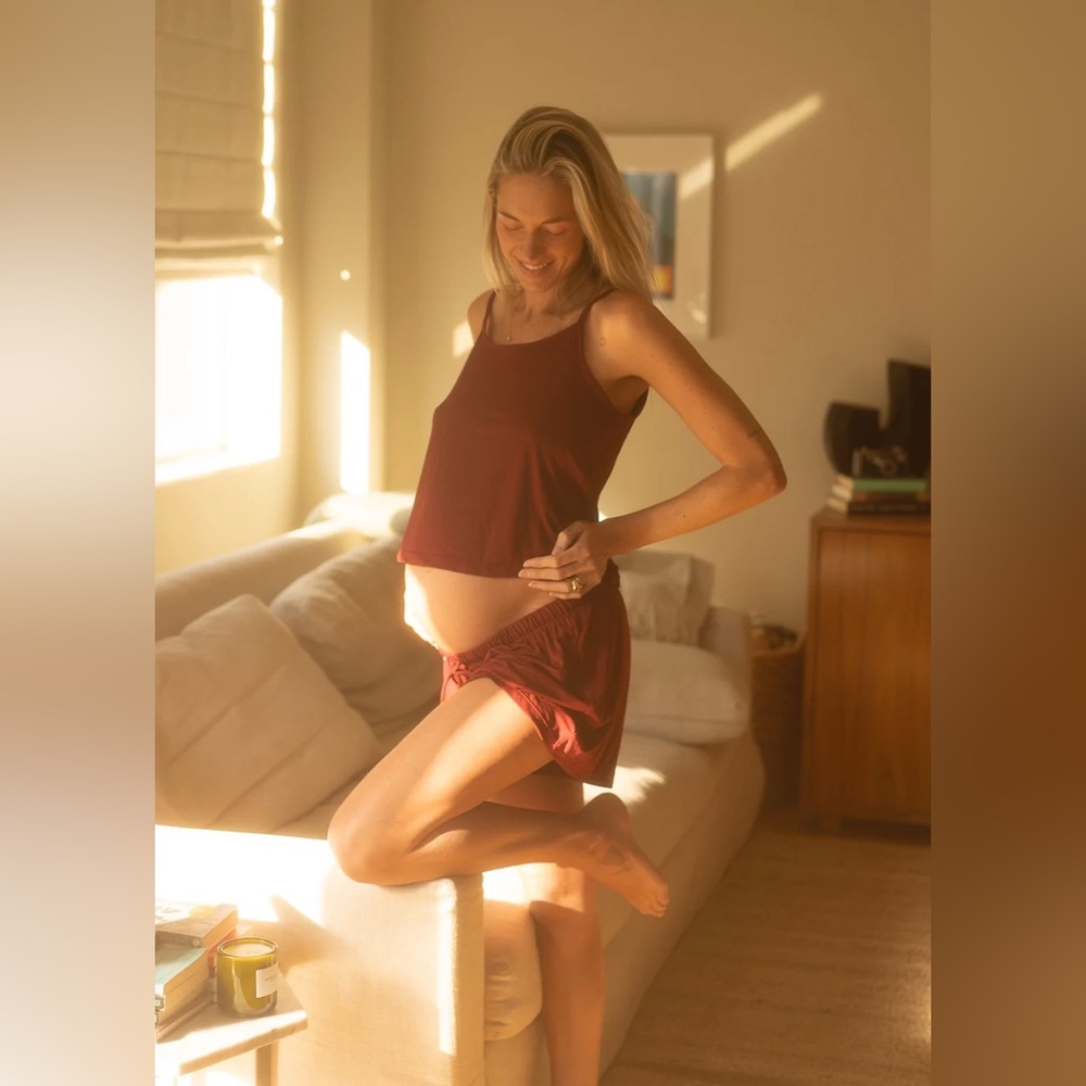 Women’s Maternity Tank & Short Sleep Set in Burgundy
